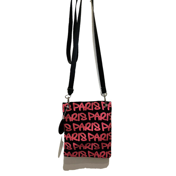 Women’s Robin Ruth Black and Fuchsia Pink Pairs Crossbody Small Purse Zip Pocket - Picture 5 of 5